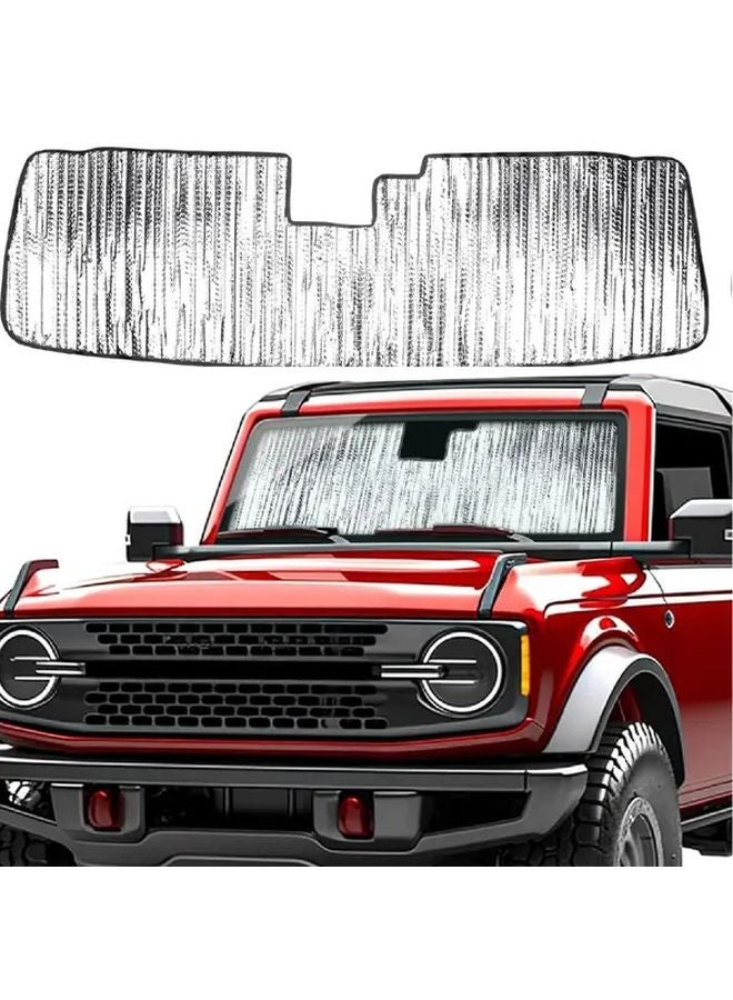 Silvery Bronco Off Road Windshield Sunshade Reflective Insulated Full Coverage 2021 2025 Models - Image 1